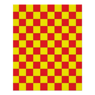 Poster À damiers rouge et jaune PERSONNALISABLE
