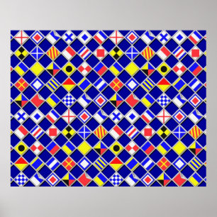 Poster à damiers Signal Nautique Drapeaux Décor