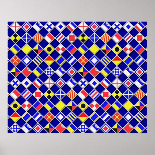 Poster à damiers Signal Nautique Drapeaux Décor (Devant)