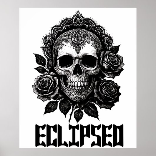 Poster A detailed skull adorned with intricate patterns (Devant)