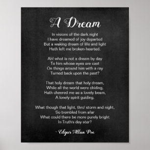 Poster A Dream Poem by Edgar Allan Poe Black and White