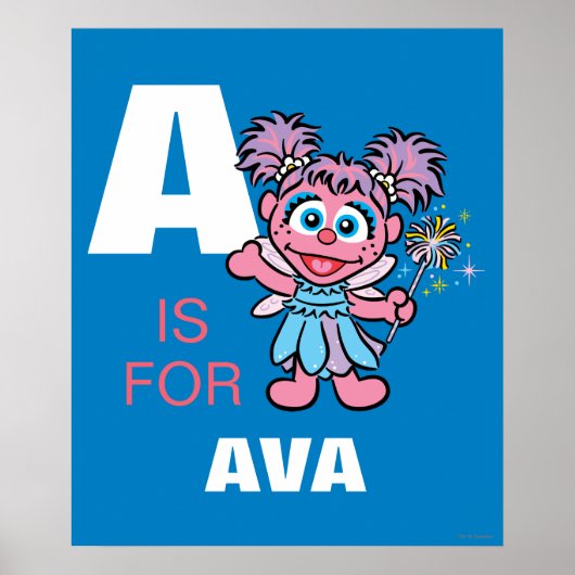 Poster A est pour Abby Cadabby | Ajouter Votre Nom (Devant)