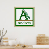 Poster A est pour Alligator et nom de garçon Wall Art pou (Cuisine)