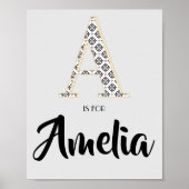 Poster A est pour Amelia Classique Texte Moderne Nom Pers (Devant)