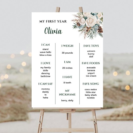 Poster À feuillage persistant hiver Premier anniversaire