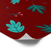 Poster À feuillage persistant Tree Feuilles et Red Holly  (Coin)