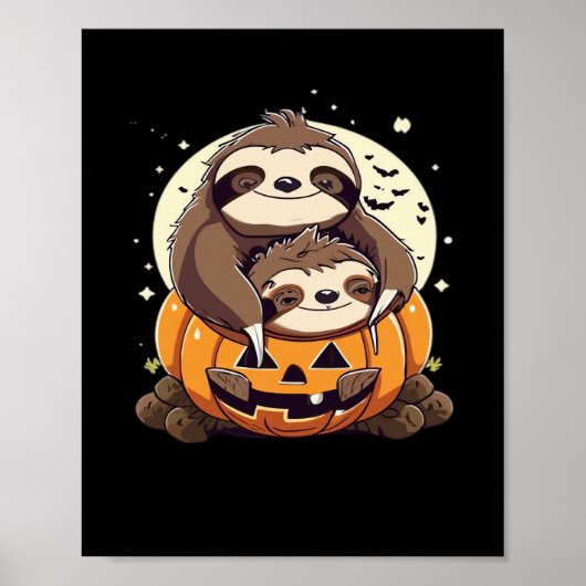 Poster A funny sloth celebrating Halloween Essential T-Sh (Devant)