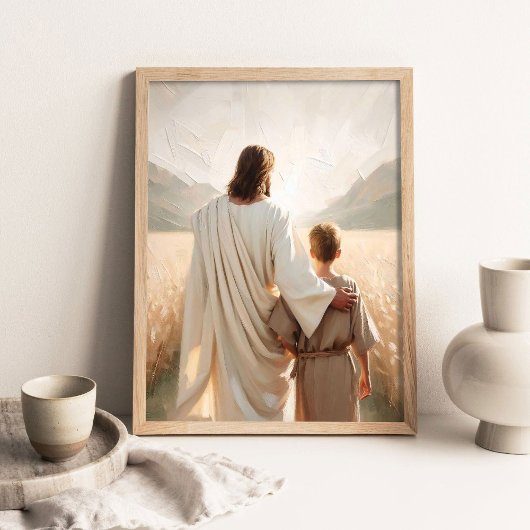 Poster A Guiding Hand, Christian Wall Art, Picture of Jes