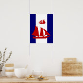 Poster à imprimer Red Sailboats marine et rayures  (Cuisine)