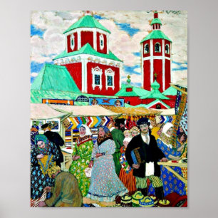 Poster A la Foire, peinture d'art de Boris Kustodiev