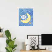 Poster À la lune n dos Baby Name Modèle Aquarelle (Bureau à domicile)