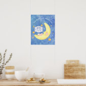 Poster À la lune n dos Baby Name Modèle Aquarelle (Cuisine)