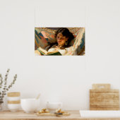 Poster À la maison avec un bon livre (Cuisine)