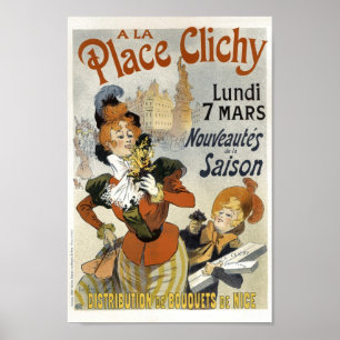 Poster A La Place Clichy Bouquets Publicité Vintage
