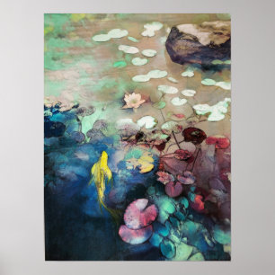 Poster À la recherche de lumière, Koi mur art, poster, Ko