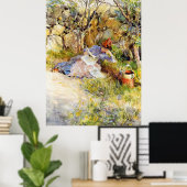 Poster A Lady Reading a Newspaper by Carl Larsson (Bureau à domicile)