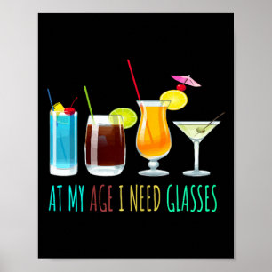 Poster À l'âge où j'ai besoin de lunettes Humour drôle Sa