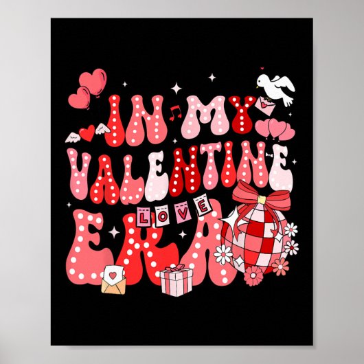 Poster À l'ère de la Saint-Valentin Groovy Rétro Disco Cœ (Devant)