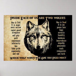 Poster À L'Intérieur De Chacun De Nous Sont Deux Loups Lo