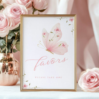 Poster A Little Butterfly Favors Table Sign