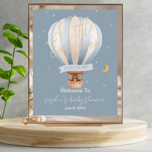 Poster A Little Explorer Hot Air Balloon Welcome Sign