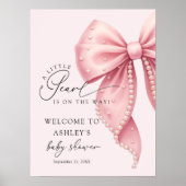 Poster A Little Pearl Pink Bow Baby Shower Welcome  (Devant)