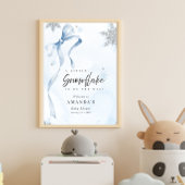 Poster A little Snowflake Blue Bow Glitter Baby Shower