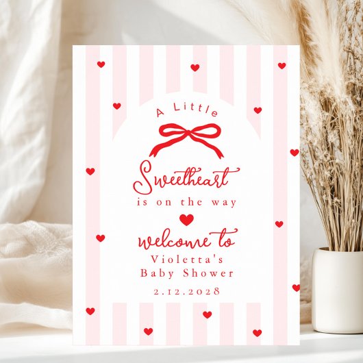 Poster A Little Sweetheart Baby Shower Bow Welcome