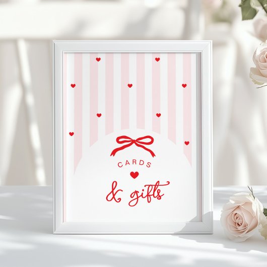 Poster A Little Sweetheart Cards and gifts Pink Red Bow