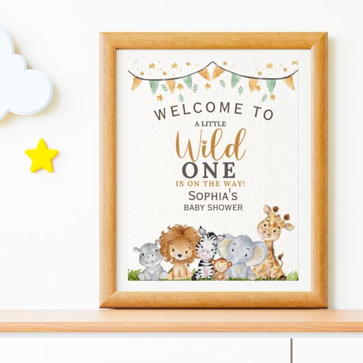 Poster A Little Wild One Safari Animals Baby Shower