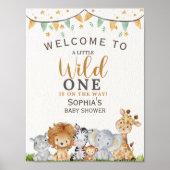 Poster A Little Wild One Safari Animals Baby Shower (Devant)