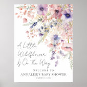 Poster A Little Wildflower Floral Baby Shower Welcome (Devant)