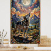 Poster A lone wolf howls at a moon  (Cuisine)