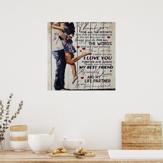 Poster À ma femme présente | Citations d'amour présentes (Cuisine)