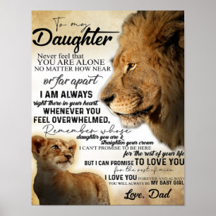 Poster À Ma Fille Lion Famille Cadeau, Fille Anniversaire