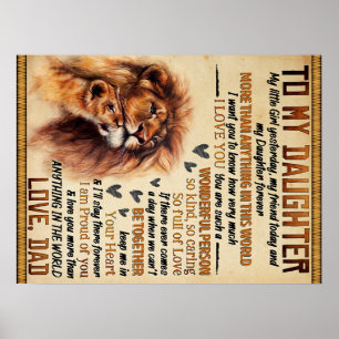 Poster À Ma Fille Lion Famille Cadeau, Fille Anniversaire