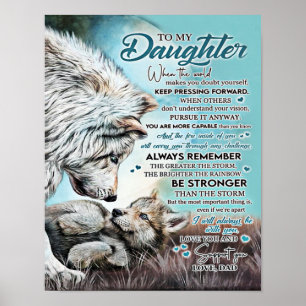 Poster À Ma Fille Lion Famille Cadeau, Fille Anniversaire