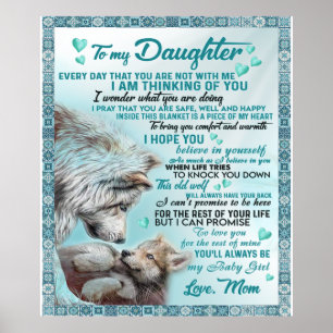 Poster À Ma Fille Lion Famille Cadeau, Fille Anniversaire