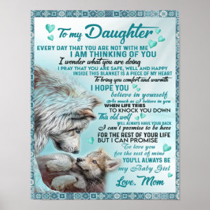 Poster À Ma Fille Lion Famille Cadeau, Fille Anniversaire