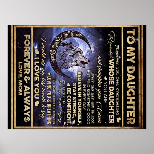 Poster À Ma Fille Papillons Cadeau, Fille Anniversaire (Devant)