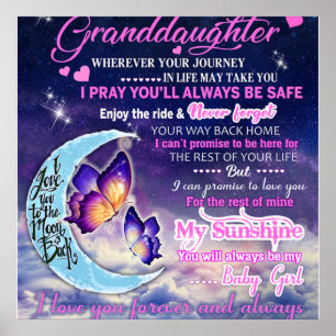 Poster À ma petite-fille Papillons Idée cadeau d'annivers
