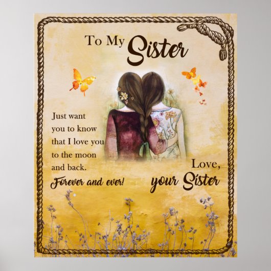 Poster À Ma Soeur Pour Toujours Et Jamais Aimez Votre Soe (Devant)