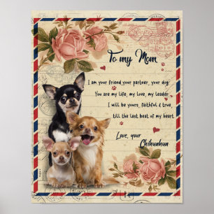 Poster À ma tante Dog Flower Cadeau, Tante Cadeau Anniver