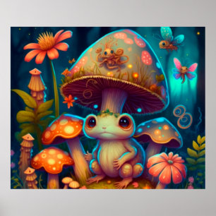 Poster A magic mushroom frog
