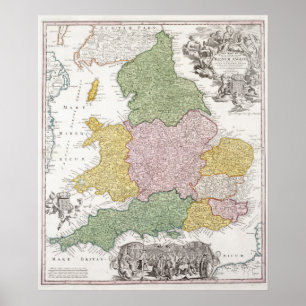 Poster A Map of England   1760