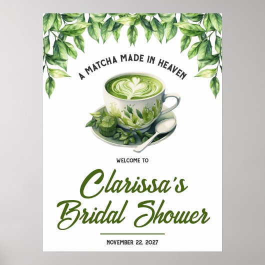 Poster A Matcha Made in Heaven Bridal Shower Welcome Sign (Devant)