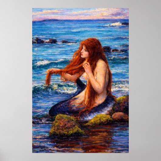 Poster A Mermaid by John William Waterhouse (Devant)