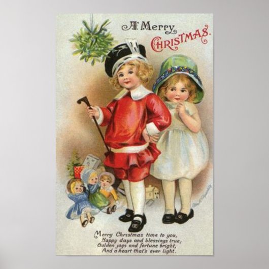 Poster A Merry Christmas Boy and Girl Card (Devant)