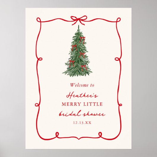 Poster A Merry Little Christmas Bridal Shower Welcome (Devant)