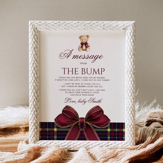 Poster A message from the bump Teddy Bear Red Bow